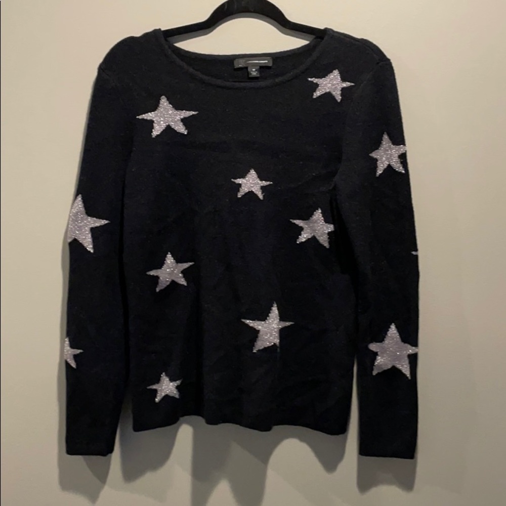 INC International Concepts Black Sweater with Silver Stars